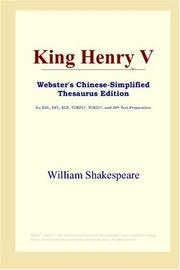 Cover of: King Henry V (Webster's Chinese-Simplified Thesaurus Edition) by William Shakespeare