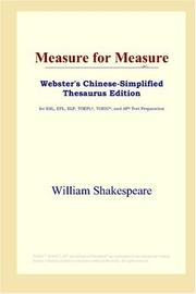 Cover of: Measure for Measure (Webster's Chinese-Simplified Thesaurus Edition) by William Shakespeare