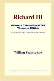 Cover of: Richard III (Webster's Chinese-Simplified Thesaurus Edition) by William Shakespeare