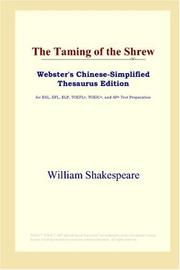 Cover of: The Taming of the Shrew (Webster's Chinese-Simplified Thesaurus Edition) by William Shakespeare