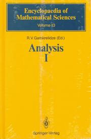 Cover of: Analysis I: Integral Representations and Asymptotic Methods (Encyclopaedia of Mathematical Sciences)