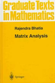 Cover of: Matrix analysis by Rajendra Bhatia