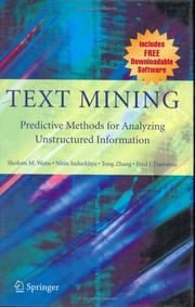 Cover of: Text Mining: Predictive Methods for Analyzing Unstructured Information