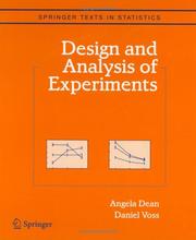 Cover of: Design and analysis of experiments by Angela Dean