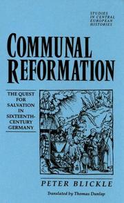 Cover of: Communal reformation by Blickle, Peter.