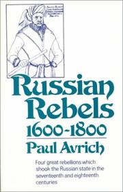 Cover of: Russian rebels, 1600-1800 by Paul Avrich