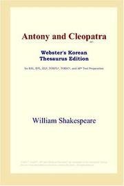Cover of: Antony and Cleopatra (Webster's Korean Thesaurus Edition) by William Shakespeare