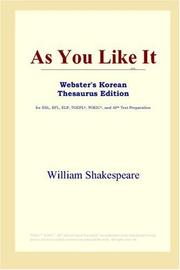 Cover of: As You Like It (Webster's Korean Thesaurus Edition) by William Shakespeare