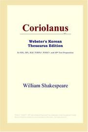 Cover of: Coriolanus (Webster's Korean Thesaurus Edition) by William Shakespeare