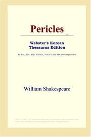 Cover of: Pericles (Webster's Korean Thesaurus Edition) by William Shakespeare, William Shakespeare