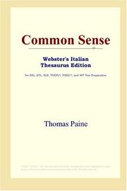 Cover of: Common Sense (Webster's Italian Thesaurus Edition) by Thomas Paine