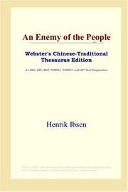 Cover of: An Enemy of the People (Webster's Chinese-Traditional Thesaurus Edition) by Henrik Ibsen