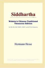 Cover of: Siddhartha (Webster's Chinese-Traditional Thesaurus Edition) by Hermann Hesse