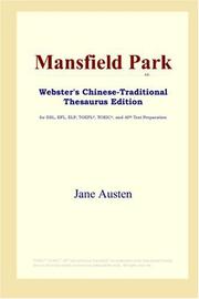 Cover of: Mansfield Park (Webster's Chinese-Traditional Thesaurus Edition) by Jane Austen