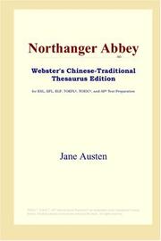 Cover of: Northanger Abbey (Webster's Chinese-Traditional Thesaurus Edition) by Jane Austen