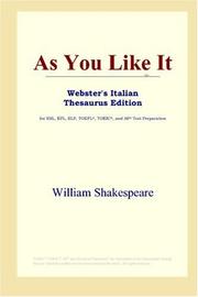 Cover of: As You Like It (Webster's Italian Thesaurus Edition) by William Shakespeare