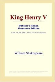 Cover of: King Henry V (Webster's Italian Thesaurus Edition) by William Shakespeare