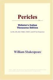 Cover of: Pericles (Webster's Italian Thesaurus Edition) by William Shakespeare