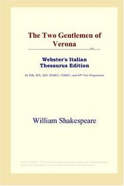 Cover of: The Two Gentlemen of Verona (Webster's Italian Thesaurus Edition) by William Shakespeare