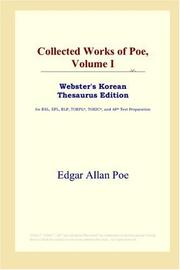 Cover of: Collected Works of Poe, Volume I (Webster's Korean Thesaurus Edition) by Edgar Allan Poe