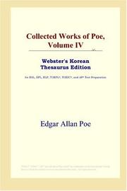 Cover of: Collected Works of Poe, Volume IV (Webster's Korean Thesaurus Edition) by Edgar Allan Poe