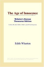 Cover of: The Age of Innocence (Webster's Korean Thesaurus Edition) by Edith Wharton