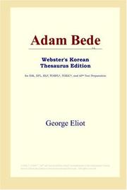 Cover of: Adam Bede (Webster's Korean Thesaurus Edition) by George Eliot