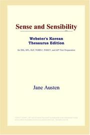 Cover of: Sense and Sensibility (Webster's Korean Thesaurus Edition) by Jane Austen, Jane Austen