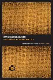 Cover of: Philosophical Hermeneutics by Hans-Georg Gadamer
