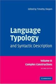 Cover of: Language Typology and Syntactic Description by Timothy Shopen