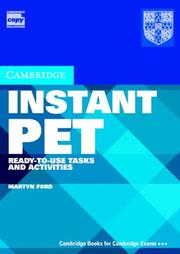 Cover of: Instant PET Book and Audio CD Pack: Ready-to-Use Tasks and Activities (Cambridge Copy Collection)