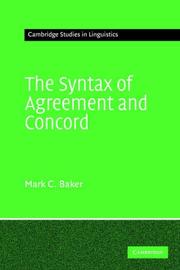 Cover of: The Syntax of Agreement and Concord (Cambridge Studies in Linguistics)