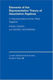 Cover of: Elements of the Representation Theory of Associative Algebras by Daniel Simson, Andrzej Skowronski