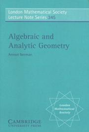 Cover of: Algebraic and Analytic Geometry