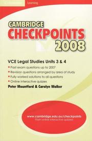 Cover of: Cambridge Checkpoints VCE Legal Studies Units 3&4 2008 (Cambridge Checkpoints) by Peter Mountford, Carolyn Walker