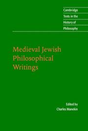 Cover of: Medieval Jewish Philosophical Writings (Cambridge Texts in the History of Philosophy)