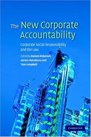 Cover of: The New Corporate Accountability: Corporate Social Responsibility and the Law