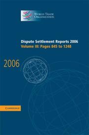 Cover of: Dispute Settlement Reports 2006 by World Trade Organization, World Trade Organization