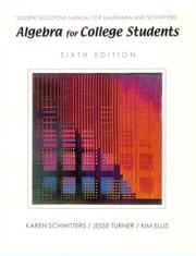 Cover of: Student Solutions Manual for Kaufmann's Intermediate Algebra by Jerome E. Kaufmann, Karen L. Schwitters, Jesse R. Turner