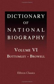 Cover of: Dictionary of National Biography by 