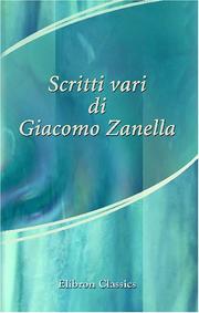 Cover of: Scritti vari di Giacomo Zanella