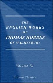 Cover of: The Works of Thomas Hobbes of Malmesbury: Volume 11. Index
