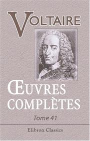 Cover of: uvres complètes de Voltaire: Nouvelle édition. Tome 41: Correspondance avec d\'Alembert