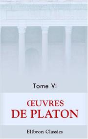 Cover of: uvres de Platon by Πλάτων