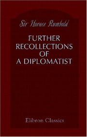Cover of: Further Recollections of a Diplomatist | Sir Horace Rumbold