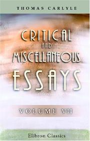 Cover of: Critical and Miscellaneous Essays by Thomas Carlyle