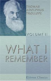 Cover of: What I Remember by Thomas Adolphus Trollope