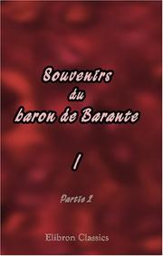 Cover of: Souvenirs du baron de Barante: Tome 1