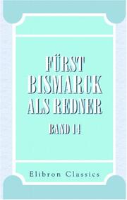 Cover of: Fürst Bismarck als Redner by Otto von Bismarck