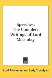 Cover of: Speeches by Thomas Babington Macaulay